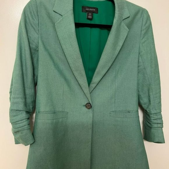 Green Ruched Blazer (Halogen) - Picture 1 of 2